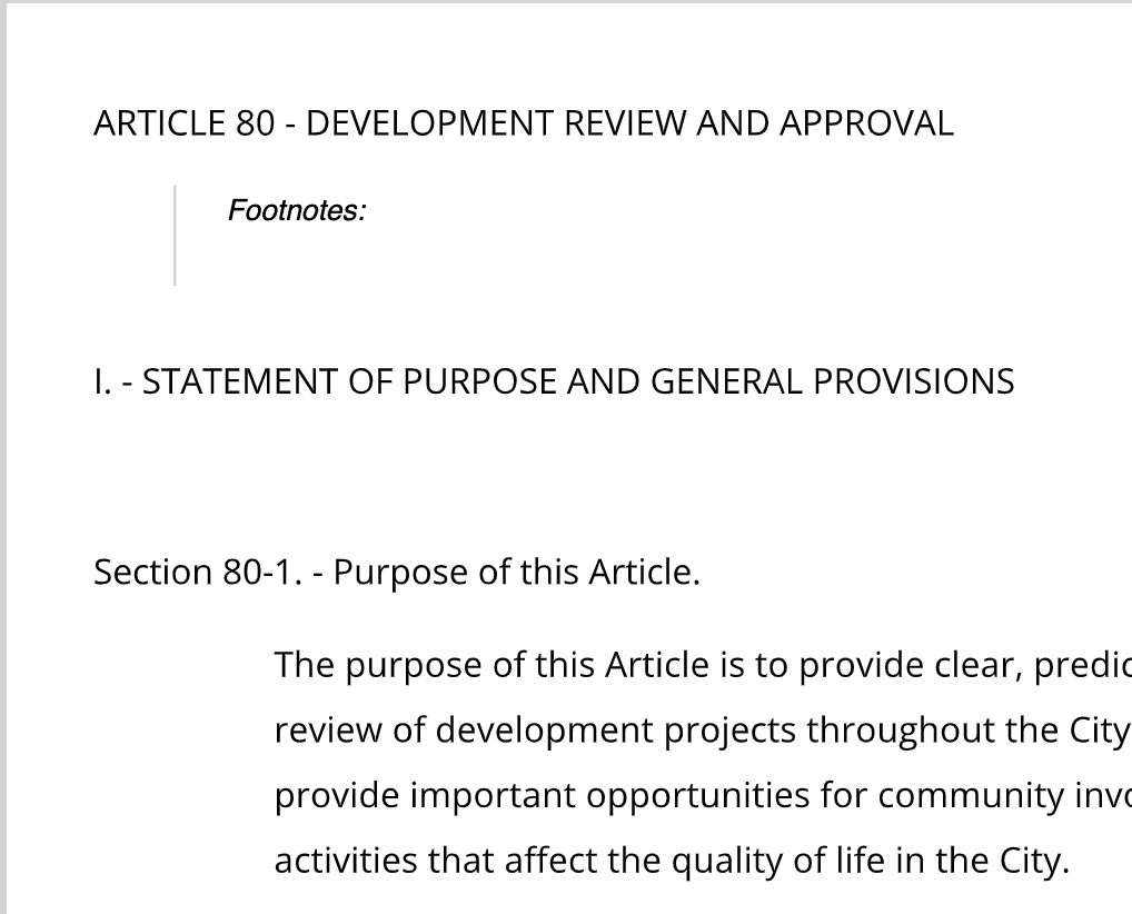 Article 80 – Development Review and Approval Purpos and Provisions